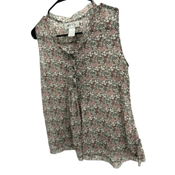 MYTH NYC Floral Sleeveless Pleated Button Front Blouse Sz Small - Picture 3 of 9